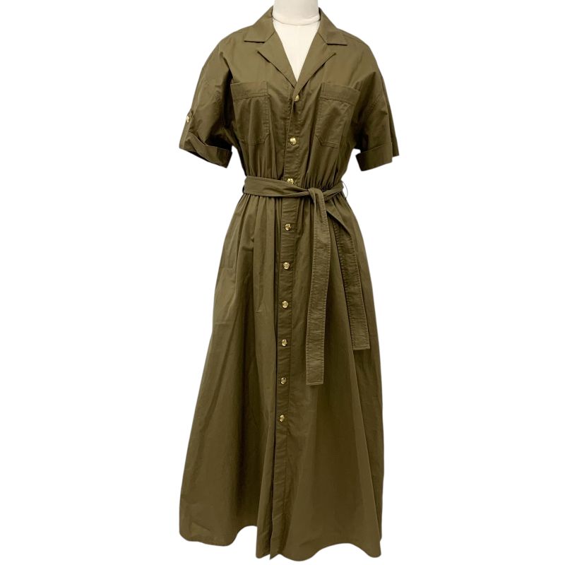 セリーヌ CELINE ワンピース コットン カーキ ゴールド サファリドレス