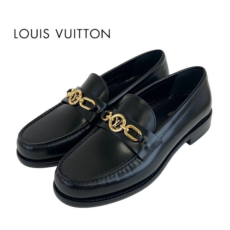 ルイヴィトン LOUIS VUITTON オルセーライン ローファー 革靴 靴 シューズ レザー ブラック 黒 ゴールド 未使用 LV金具 –  MYCLOSET