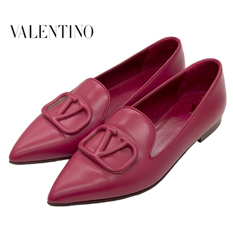 ヴァレンティノ VALENTINO パンプス 靴 シューズ レザー 赤紫 フラットシューズ Vロゴ – MYCLOSET