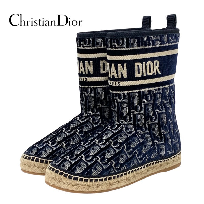 クリスチャンディオール CHRISTIAN DIOR ブーツ ショートブーツ 靴 シューズ ベロア ムートン ネイビー 未使用 ムートンブー –  MYCLOSET