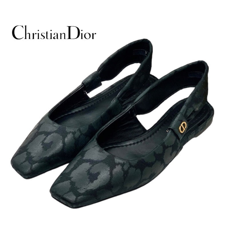 クリスチャンディオール CHRISTIAN DIOR パンプス 靴 シューズ サテン ブラック 黒 未使用 サンダル フラットシューズ レオ –  MYCLOSET