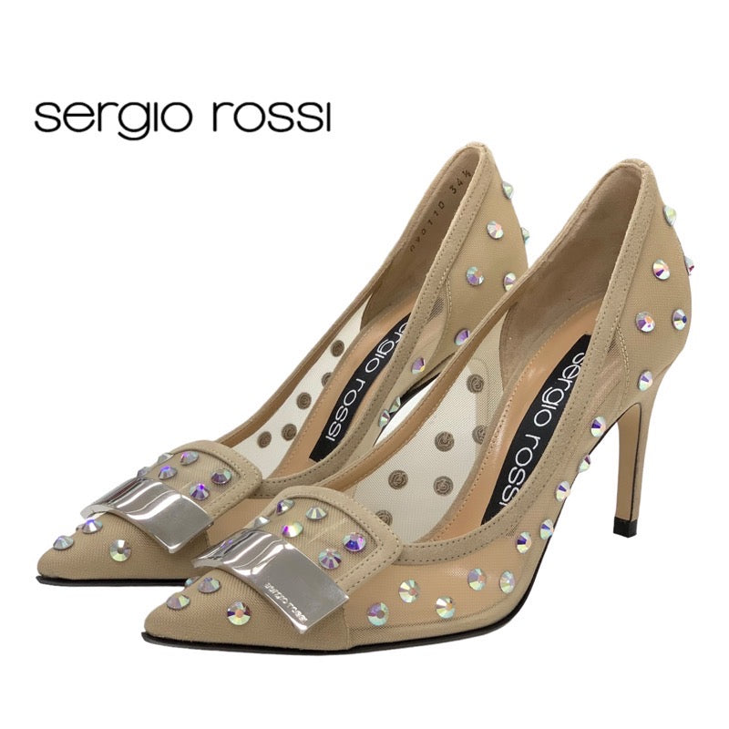 セルジオロッシ sergio rossi パンプス 靴 シューズ メッシュ スエード 