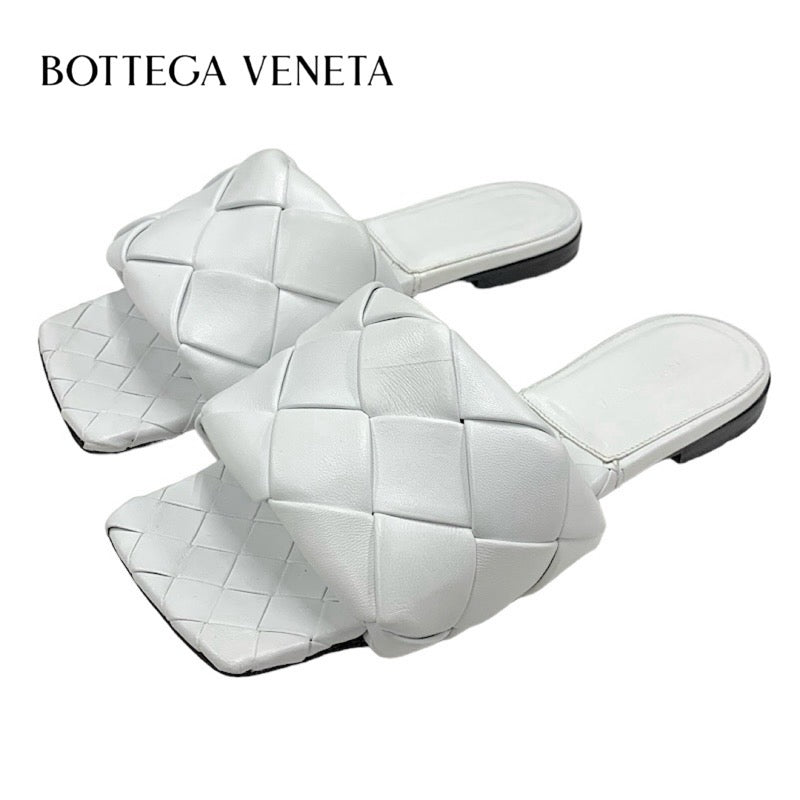 ボッテガヴェネタ BOTTEGAVENETA リド サンダル 靴 シューズ レザー ホワイト フラットサンダル ミュール イントレチャート –  MYCLOSET