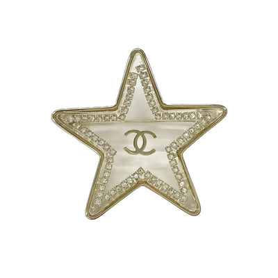 シャネル CHANEL ブローチ コサージュ ゴールド クリア ココマーク 星 スター ラインストーン