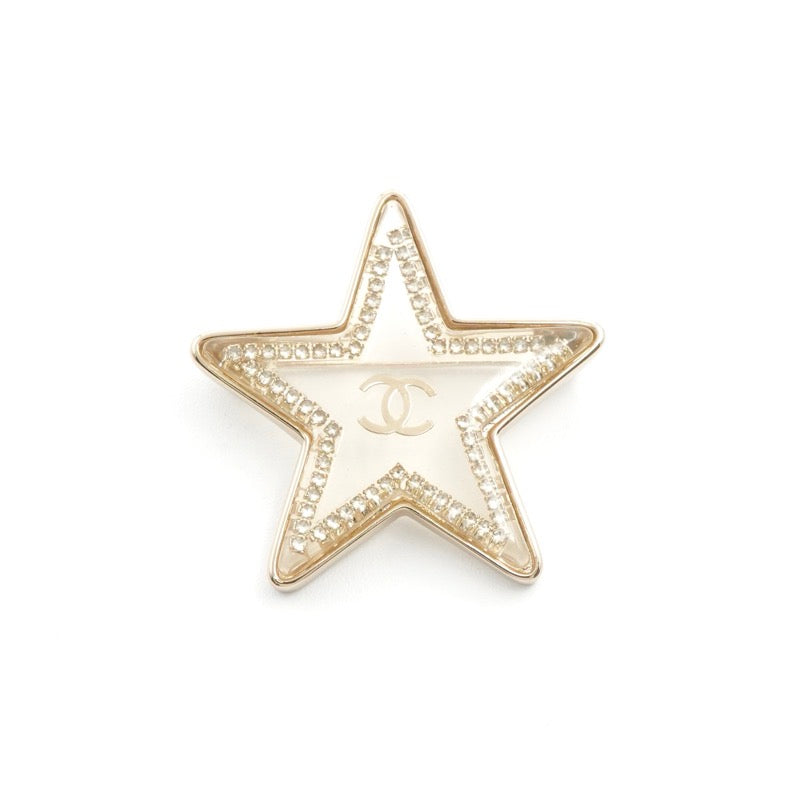 シャネル CHANEL ブローチ コサージュ ゴールド クリア ココマーク 星