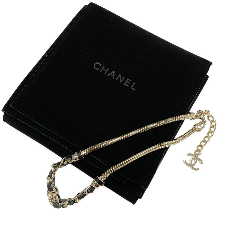 シャネル CHANEL ネックレス ペンダント チョーカー ゴールド ブラック ココマーク ターンロック