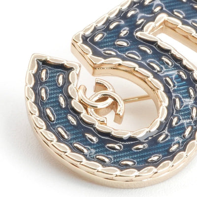 シャネル CHANEL ブローチ コサージュ ゴールド ココマーク N5 デニム