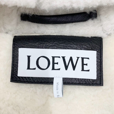 ロエベ LOEWE アウター レザー ムートン ブラック ホワイト 黒 メンズ フード ブルゾン ジャケット アナグラム