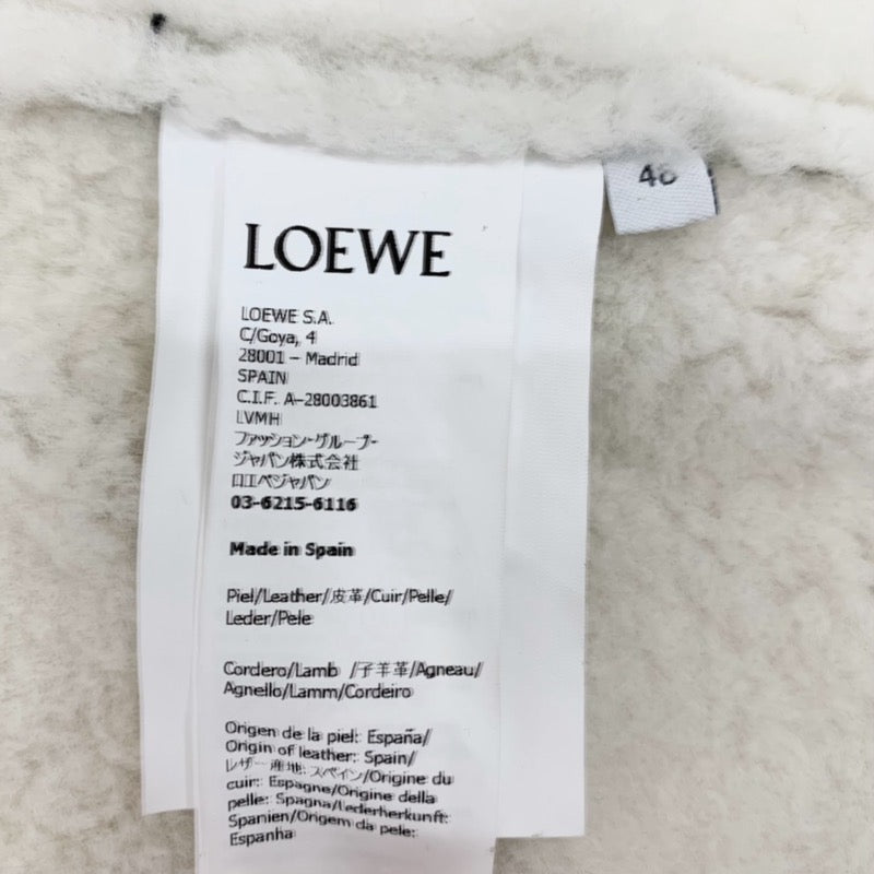 ロエベ LOEWE アウター レザー ムートン ブラック ホワイト 黒 メンズ フード ブルゾン ジャケット アナグラム