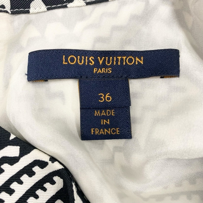 ルイヴィトン LOUIS VUITTON ワンピース シルク ブラック ホワイト 半袖 ロゴ