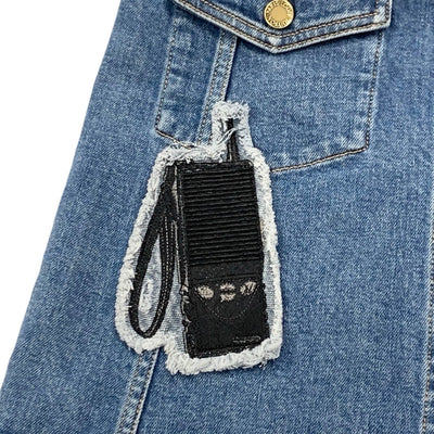ルイヴィトン LOUIS VUITTON ワンピース ブルー ブラック ゴールド ノースリーブ デニム ワッペン