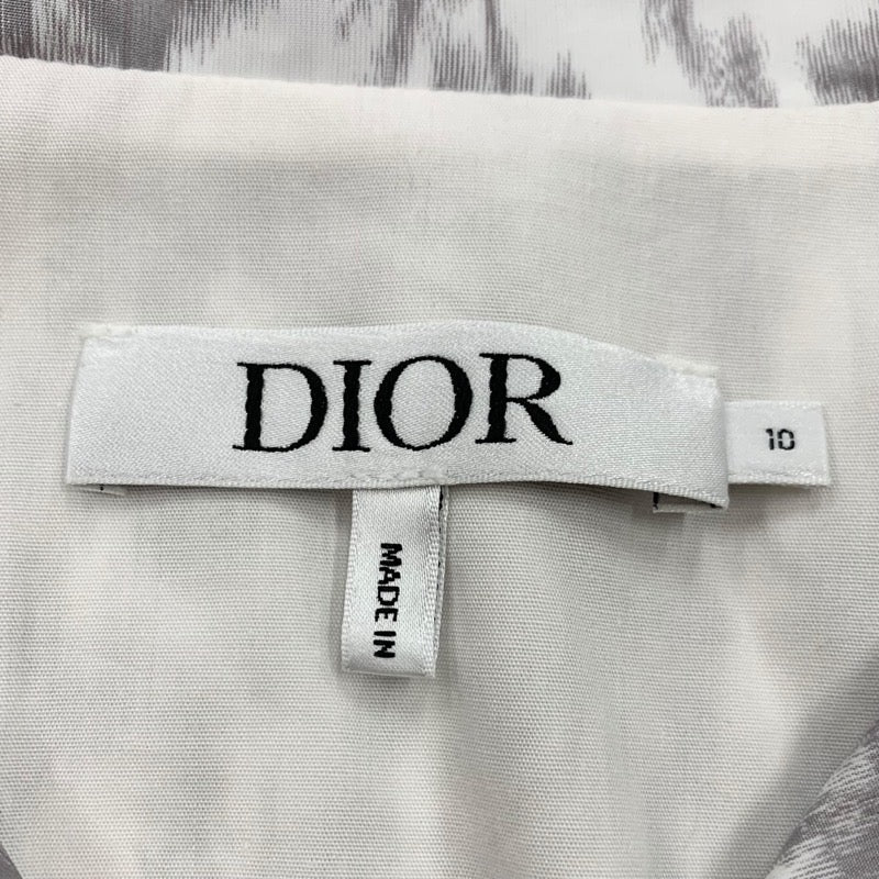 クリスチャンディオール CHRISTIAN DIOR ワンピース ホワイト グレー キッズ 半袖 ロゴ フレアドレス