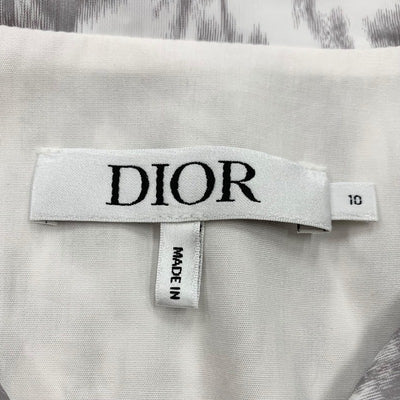 クリスチャンディオール CHRISTIAN DIOR ワンピース ホワイト グレー キッズ 半袖 ロゴ フレアドレス