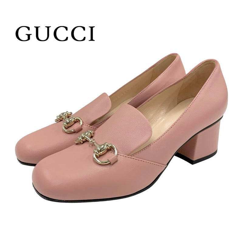 グッチ GUCCI パンプス 靴 シューズ レザー ピンク ホースビット