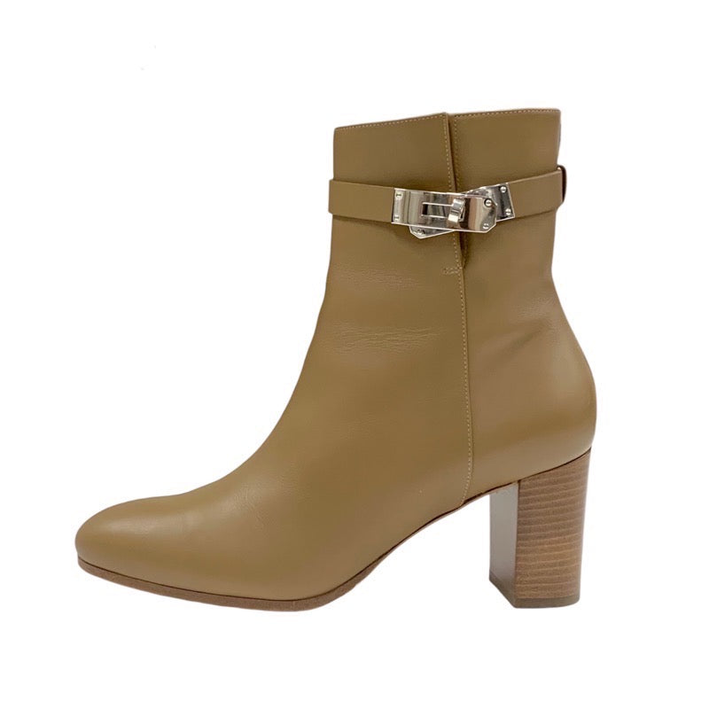 Hermes Saint-Germain boots, short boots, shoes, leather, brown, silver, Kelly hardware