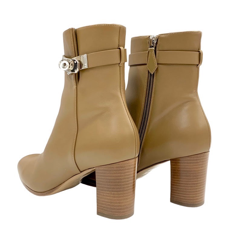 Hermes Saint-Germain boots, short boots, shoes, leather, brown, silver, Kelly hardware