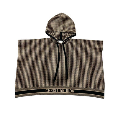 Christian Dior CHRISTIAN DIOR outerwear brown black knit poncho houndstooth