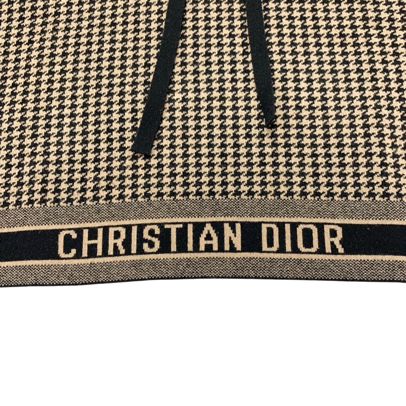 Christian Dior CHRISTIAN DIOR outerwear brown black knit poncho houndstooth