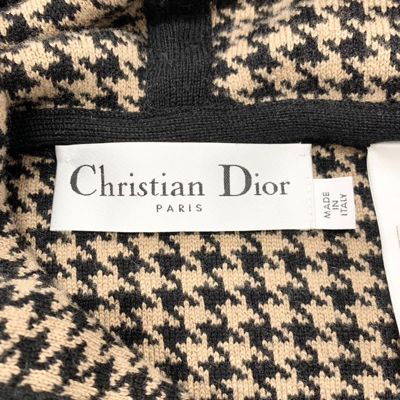 Christian Dior CHRISTIAN DIOR outerwear brown black knit poncho houndstooth