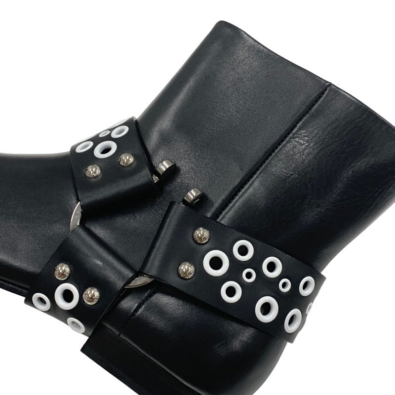 Louis Vuitton Rhapsody Line Boots Short Boots Shoes Leather Black White Black Hole Ankle Boots Belt