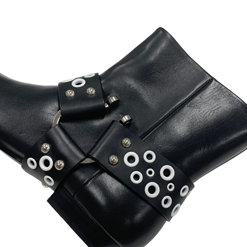 Louis Vuitton Rhapsody Line Boots Short Boots Shoes Leather Black White Black Hole Ankle Boots Belt