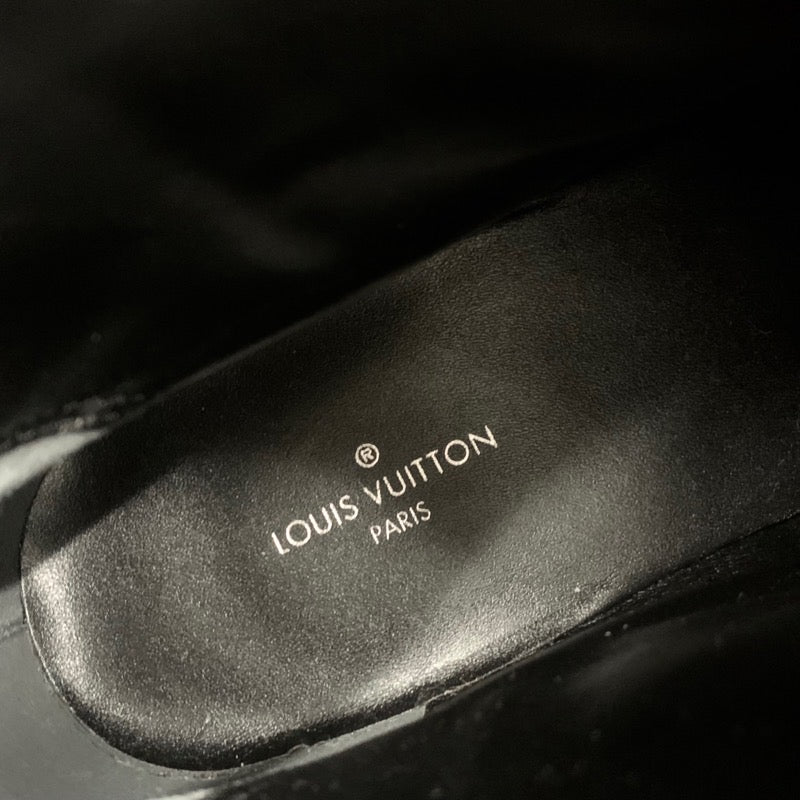 LOUIS VUITTON Rhapsody Line Boots Short Boots Shoes Leather Black White Ankle Boots Hole Belt