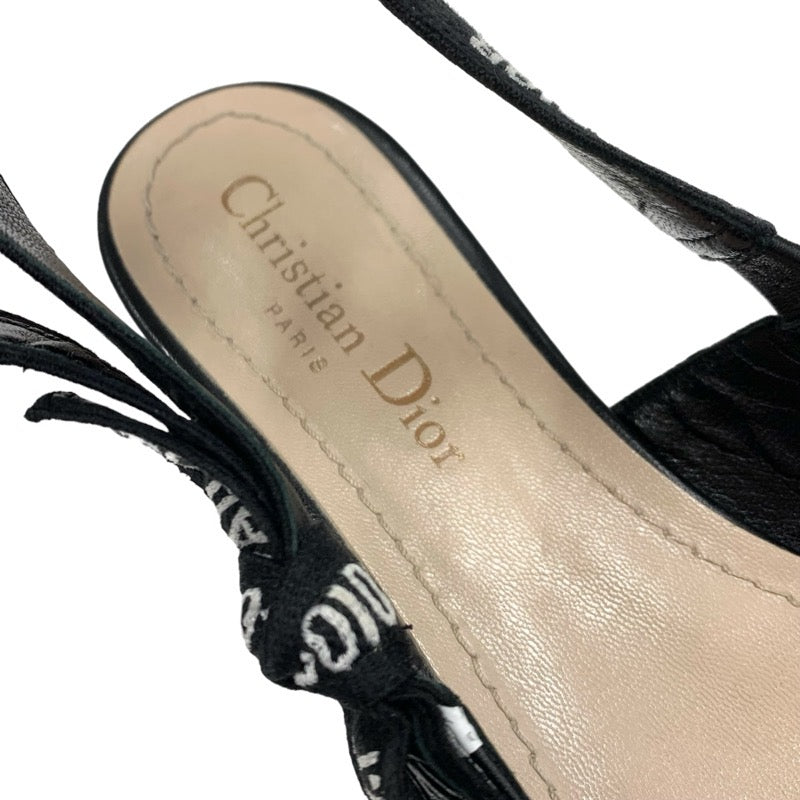 クリスチャンディオール CHRISTIAN DIOR JADIOR パンプス 靴 シューズ レザー ブラック ホワイト 黒 フラットパンプス フラットサンダル スリングバック