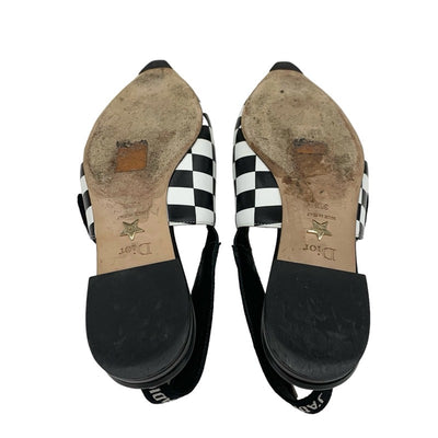 クリスチャンディオール CHRISTIAN DIOR JADIOR パンプス 靴 シューズ レザー ブラック ホワイト 黒 フラットパンプス フラットサンダル スリングバック