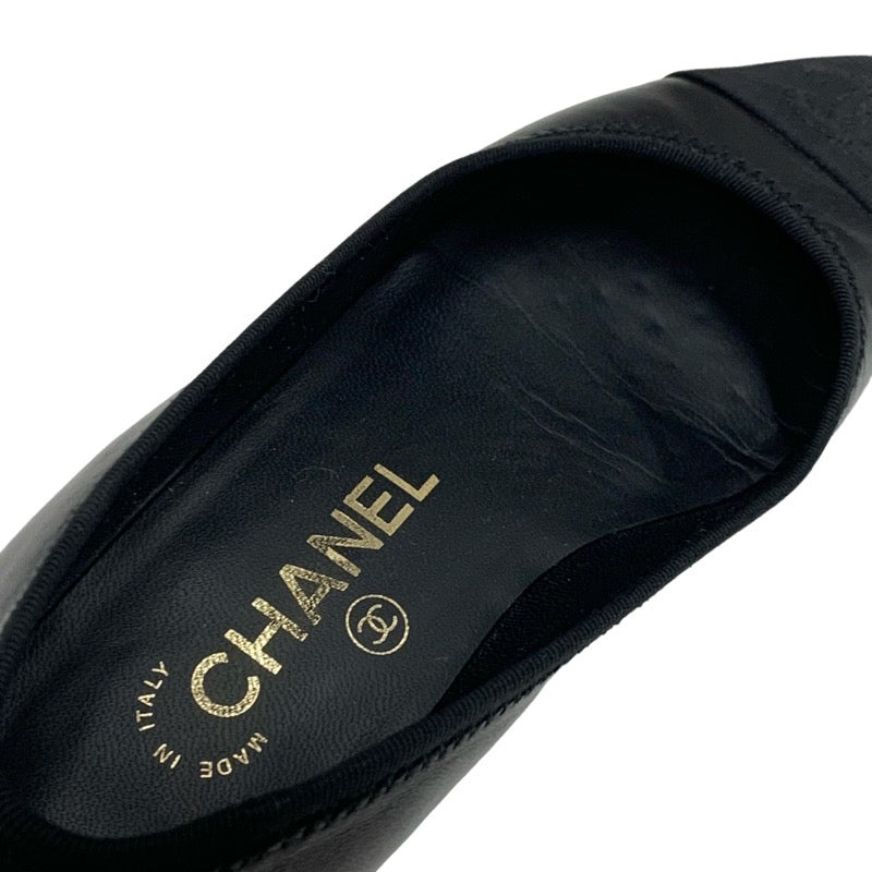 シャネル CHANEL パンプス 靴 シューズ ラムスキン ファブリック ブラック 黒 チェーン ココマーク