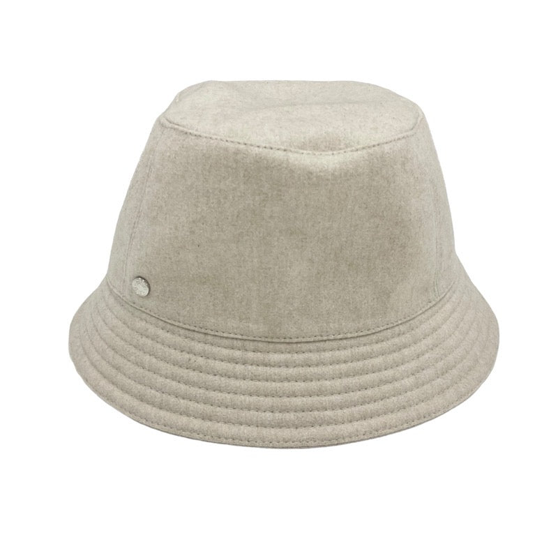 Hermes Calvi hat wool bucket hat logo beige