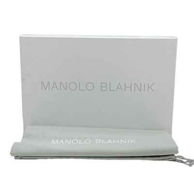 マノロブラニク MANOLO BLAHNIK ハンギシ フラットシューズ 靴 シューズ ファブリック ネイビー ゴールド ビジュー ドット柄 フラットパンプス