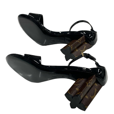 ルイヴィトン LOUIS VUITTON シルエットライン モノグラム サンダル 靴 シューズ パテント レザー ブラック ブラウン 黒 アンクルストラップ