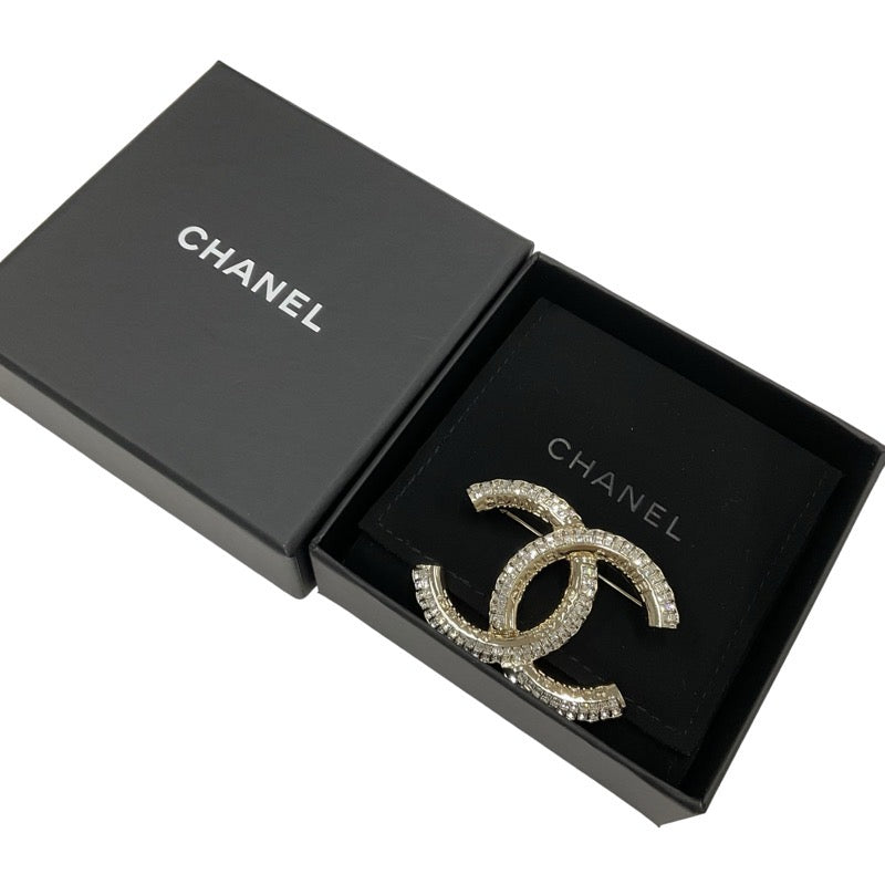 シャネル CHANEL ブローチ コサージュ ゴールド ココマーク ロゴ ラインストーン