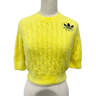 Gucci Tops Nylon Yellow Black Adidas Logo Short Sleeve