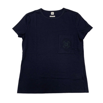 Hermes HERMES Tops Cotton Black Embroidered T-shirt