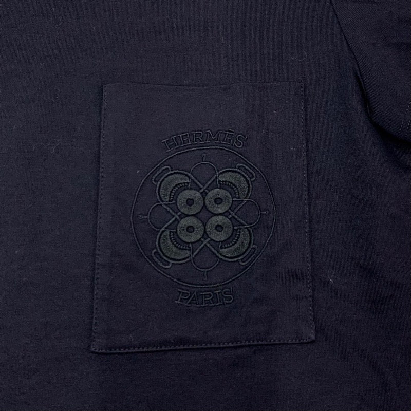 エルメス HERMES トップス コットン ブラック 黒 刺繍 Tシャツ