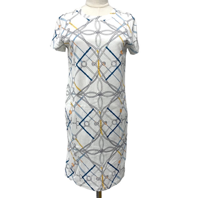 Hermes HERMES Dress Cotton White Multicolor White All-over Pattern