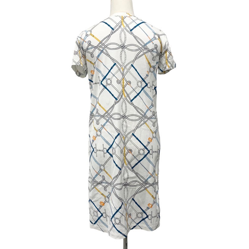 Hermes HERMES Dress Cotton White Multicolor White All-over Pattern