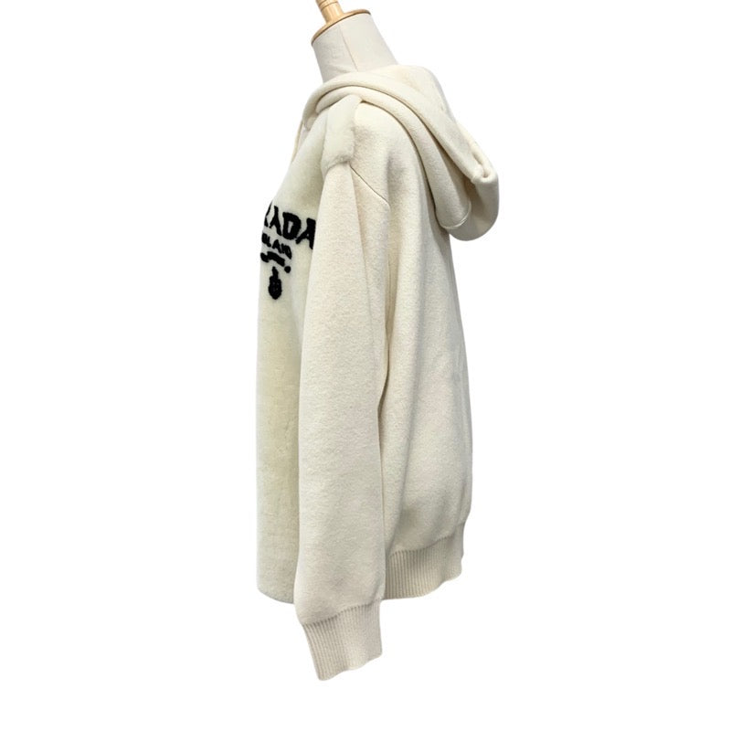 PRADA Tops White Black Hoodie hoodie Logo Knit Cashmere