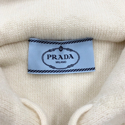 プラダ PRADA トップス ホワイト ブラック パーカー フーディ ロゴ ニット カシミヤ