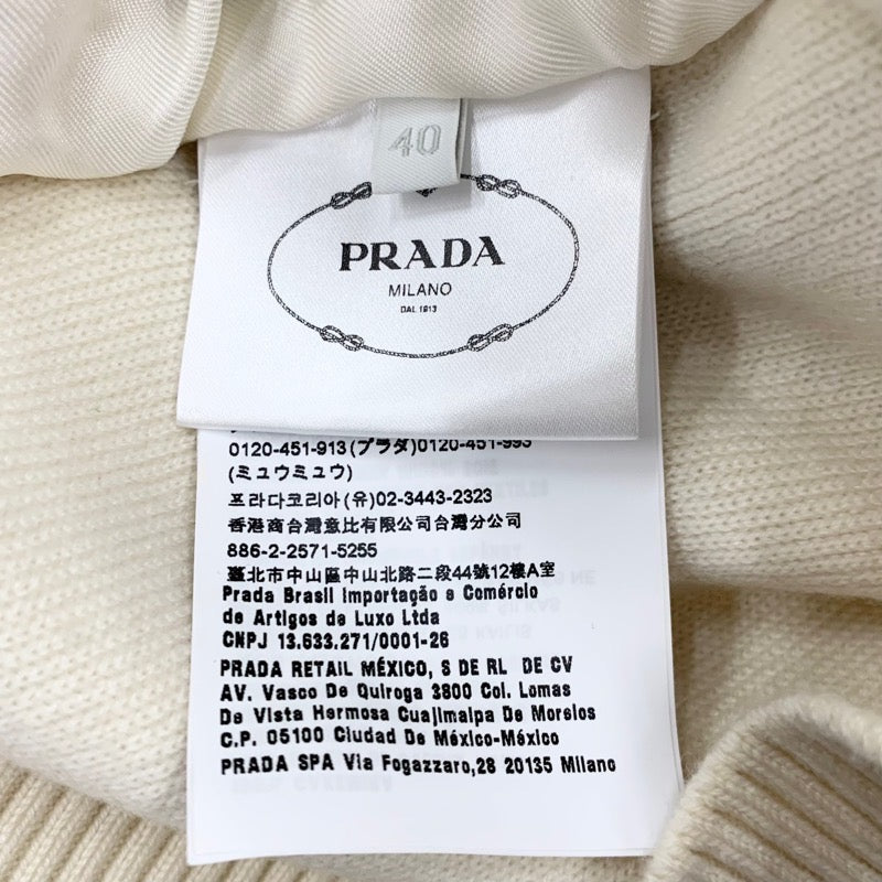 PRADA Tops White Black Hoodie hoodie Logo Knit Cashmere