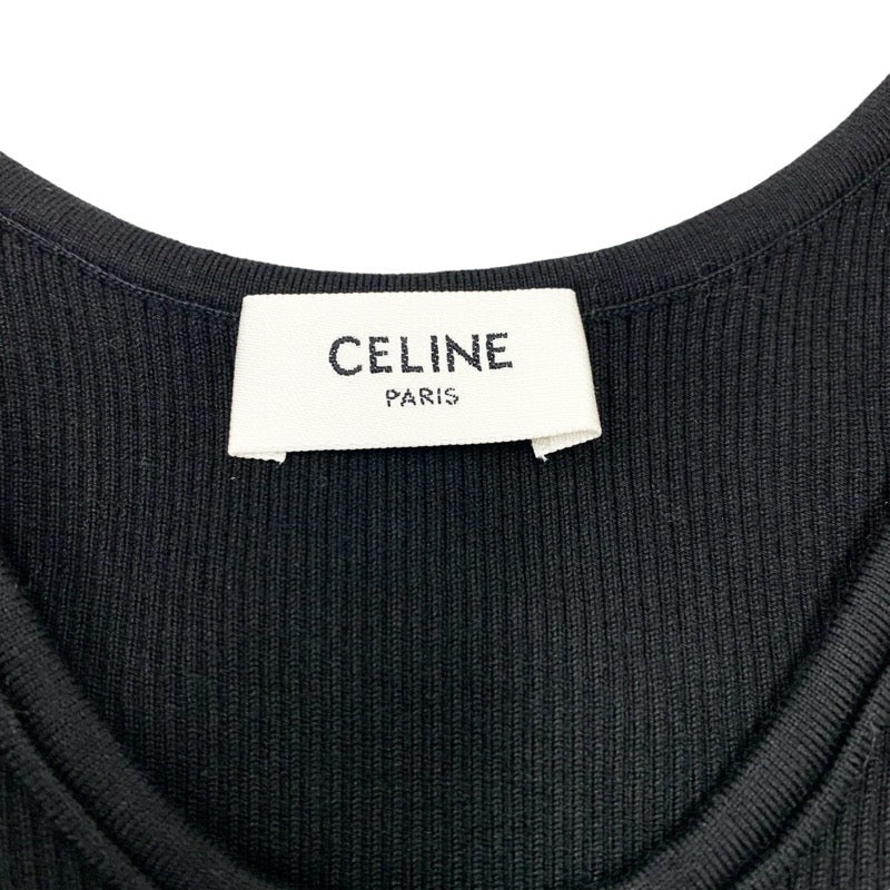 セリーヌ CELINE トップス コットン ブラック ホワイト 黒 ロゴ ブラトップ クロップド