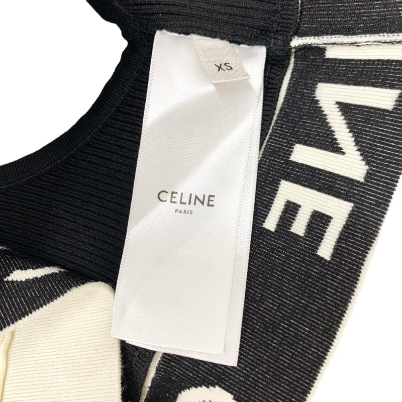 セリーヌ CELINE トップス コットン ブラック ホワイト 黒 ロゴ ブラトップ クロップド