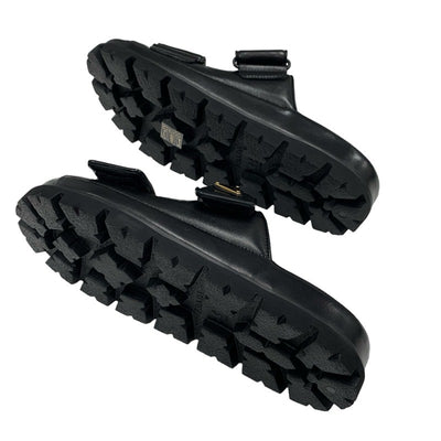 PRADA Sandals, Shoes, Leather, Black, Unused, Sliding Sandals, Triangle Logo