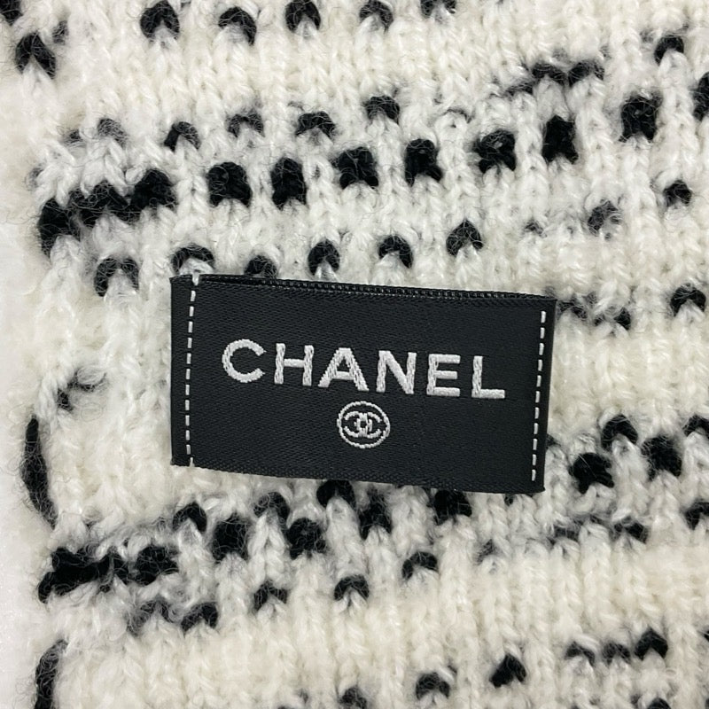 シャネル CHANEL マフラー ホワイト ブラック ココマーク ポケット付きマフラー