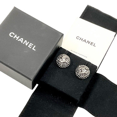 シャネル CHANEL ピアス イヤリング シルバー ブラック ココマーク ラインストーン