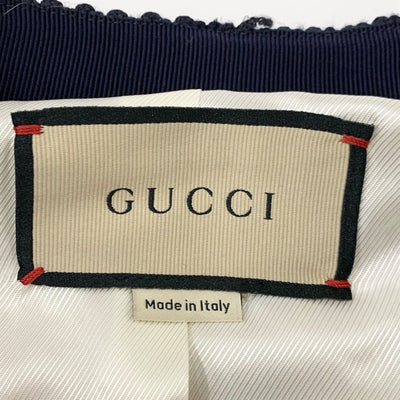 グッチ GUCCI アウター ベージュ ネイビー チェック ツイードジャケット