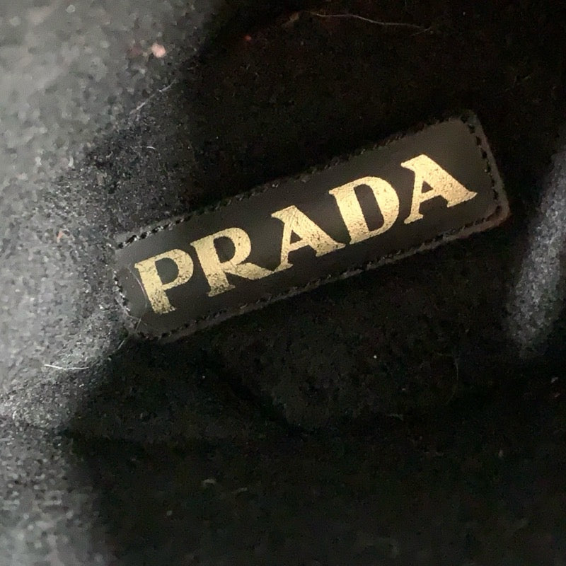 PRADA Boots, Short Boots, Shoes, Nylon, Black, Beige, Apre, Triangle Logo, Snow Boots, Boa, Unisex