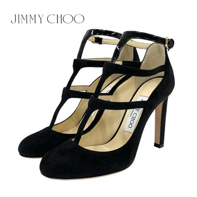 ジミーチュウ JIMMY CHOO パンプス 靴 シューズ スエード パテント ブラック 黒 未使用 ストラップ