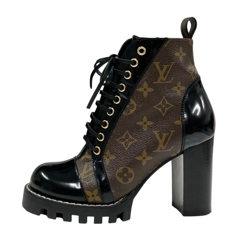 LOUIS VUITTON Star Trail Line Monogram Boots Short Boots Shoes Leather Brown Black Ankle Boots Lace-up